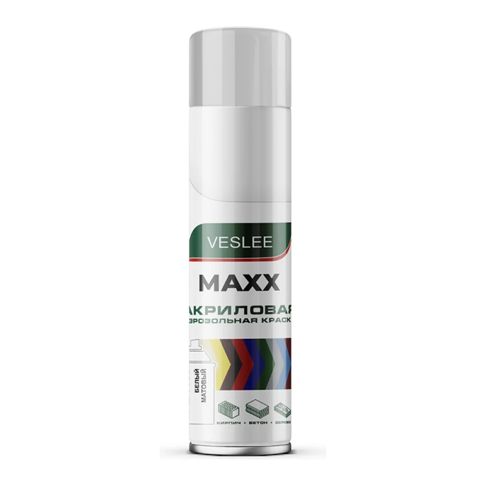 Veslee MAXX Аэрозольная акриловая краска RAL Professional, название цвета "Белый", матовая, RAL 9003, объем 650мл.