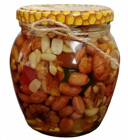 Мёд с орехами Ассорти 360гр (стекло)