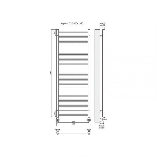 Полотенцесушитель TERMINUS Аврора П27 632х1390 мм ФОТО