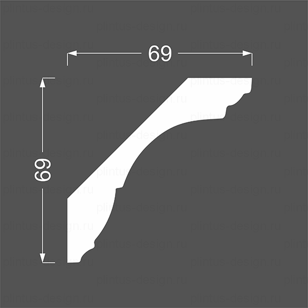 К 1.97.20 Ликорн 69х69 мм потолочный МДФ плинтус под покраску