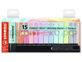 Маркеры текст.15шт.Stabilo BOSS Original Pastel настольная подставка 7015-02-5