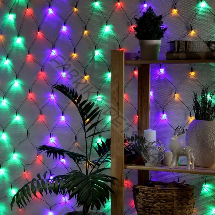 Гирлянда «Сеть» 2 x 2 м, IP20, тёмная нить, 224 LED, свечение мульти, 8 режимов, 220 В