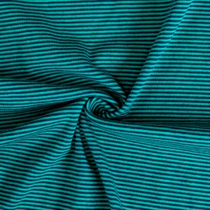 Трикотажная ткань Кулирка Черно-зеленая мелкая полоска 50*30 см