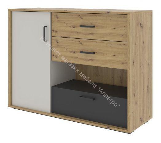 Комод KUBO КМ-120 Артизан/Чёрный/Серый