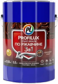 Грунт-Эмаль по Ржавчине Гладкая ProfiLux 5кг 3 в 1 Коричневая, Глянцевая, Алкидно-Уретановая, Атмосферостойкая / Профилюкс Гладкая.