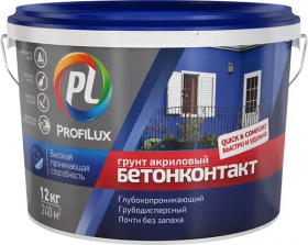 Грунт ProfiLux Бетонконтакт 12кг Грубодисперсный, Розовый для Гладких, Плотных, не Впитывающих Влагу Оснований / Профилюкс.