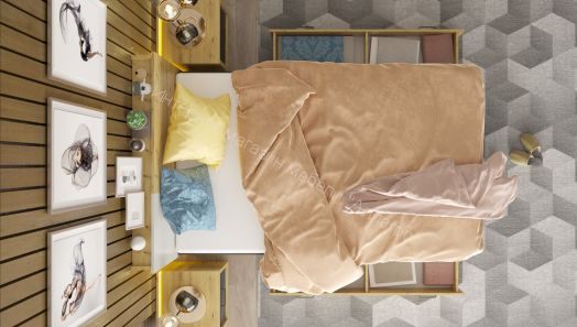 Кровать 120х200 KUBO Артизан/Чёрный/Серый