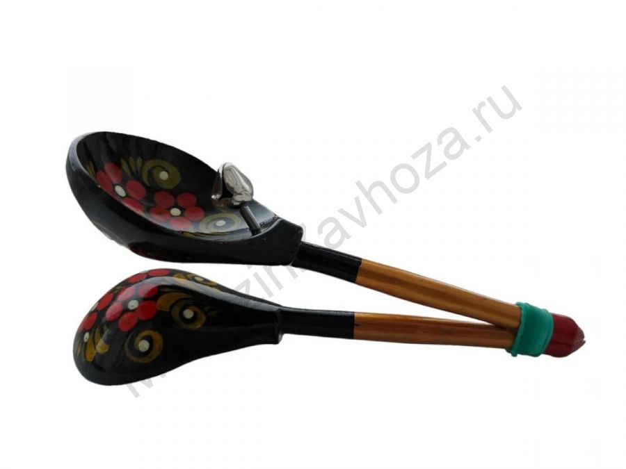 Ложки в станке с бубенчиками с росписью