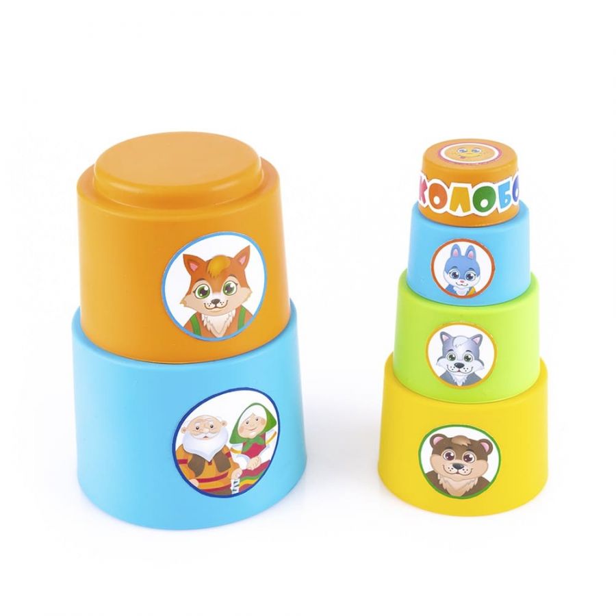 Мягкая пирамида стаканчики с наклейками "Колобок" КНОПА