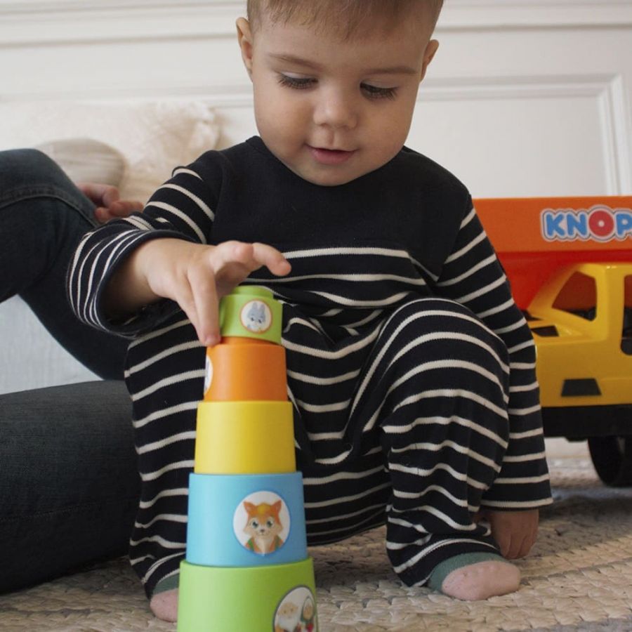 Мягкая пирамида стаканчики с наклейками "Колобок" КНОПА