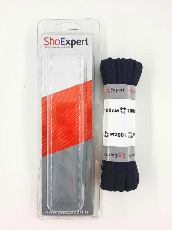 Shoexpert  Шнурки 100 см черные плоские