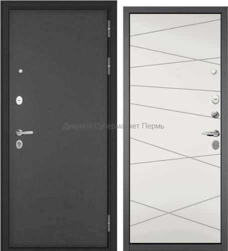 TRUST MASS MP (металл/панель) Антрацит букле 130 Белый софт KALE (фурнитура хром)