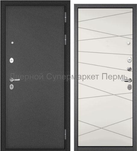 TRUST MASS MP (металл/панель) Антрацит букле 130 Белый софт KALE (фурнитура хром)