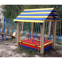 Песочница с крышками Домик цветной №2