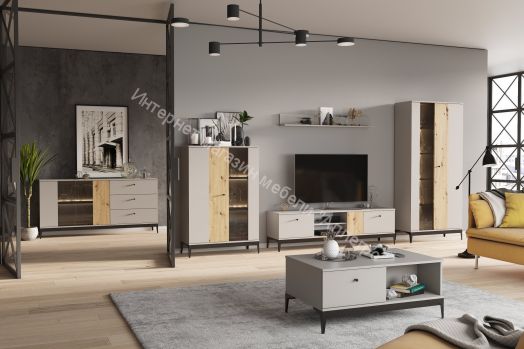 Стол журнальный NORDIC Холодный серый/Дуб Артизан