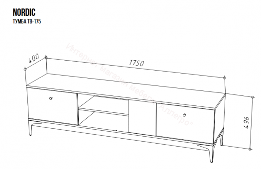Тумба ТВ-175 NORDIC Холодный серый/Дуб Артизан