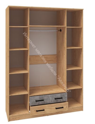 Шкаф 4-х створчатый "Асти" (Дуб крафт золотой/Ателье светлое)