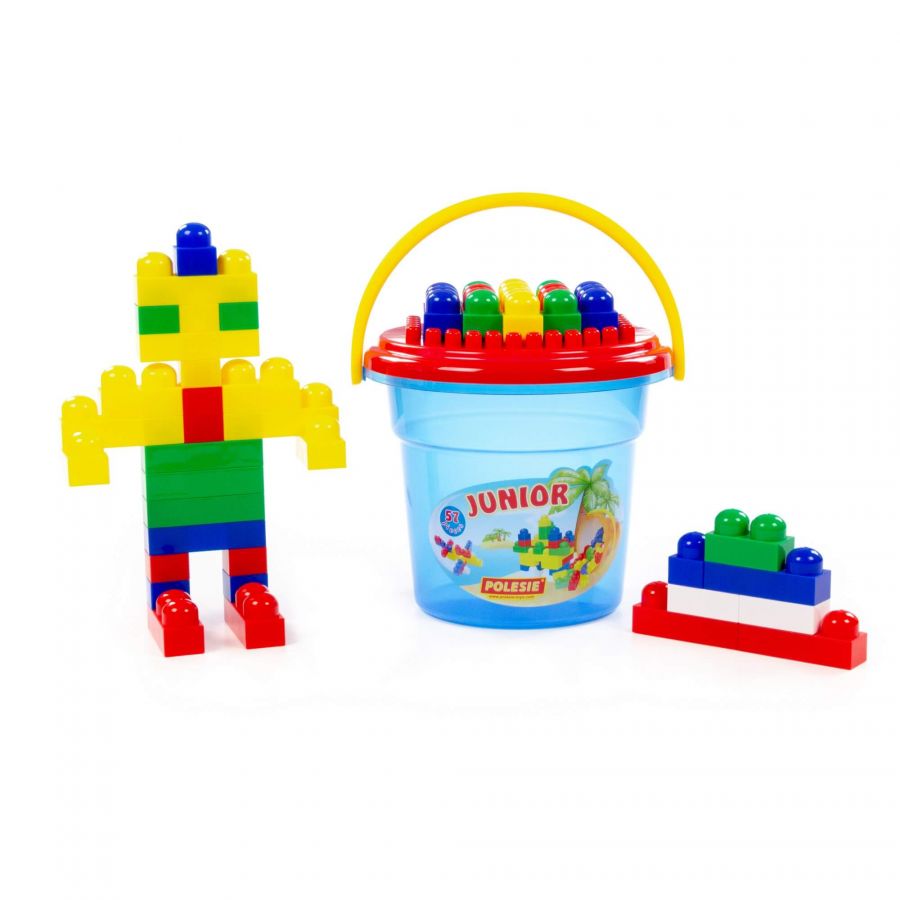 Конструктор "Юниор" (57 элементов) (в ведре синем "Макси" с крышкой)