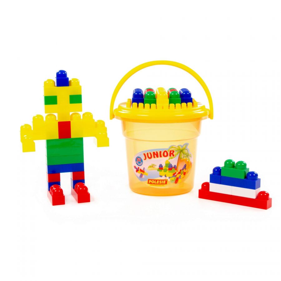 Конструктор "Юниор" (57 элементов) (в ведре оранжевом "Макси" с крышкой)