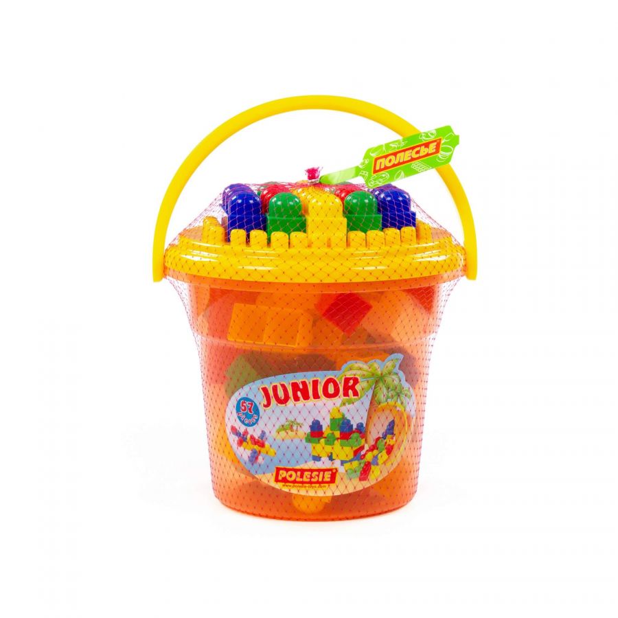 Конструктор "Юниор" (57 элементов) (в ведре оранжевом "Макси" с крышкой)