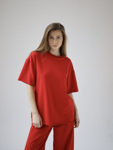 Футболка оверсайз красная