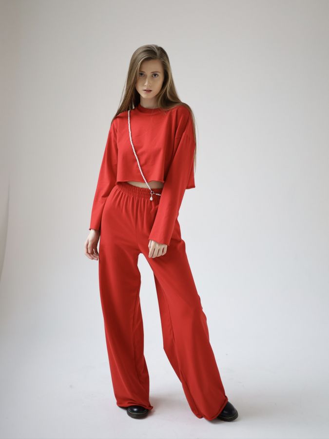 Кофта укороченная красная