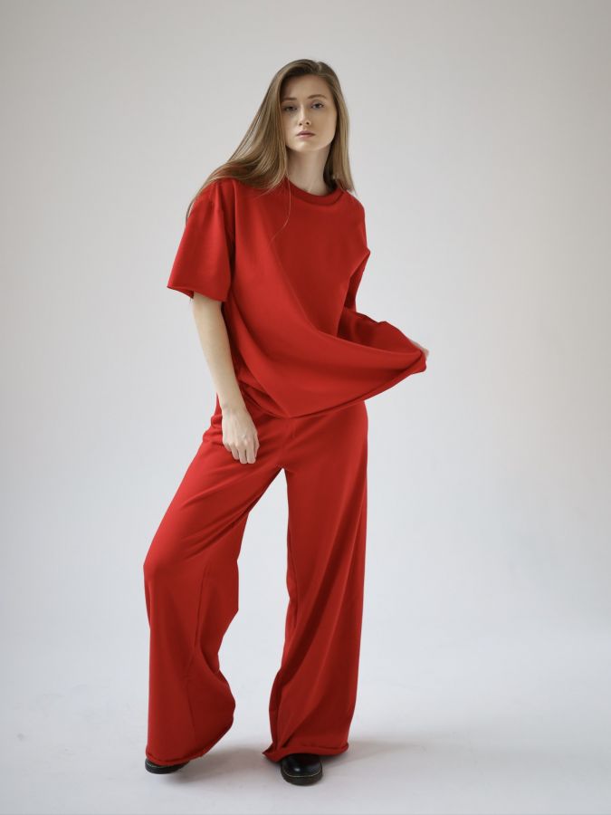 Брюки оверсайз красные