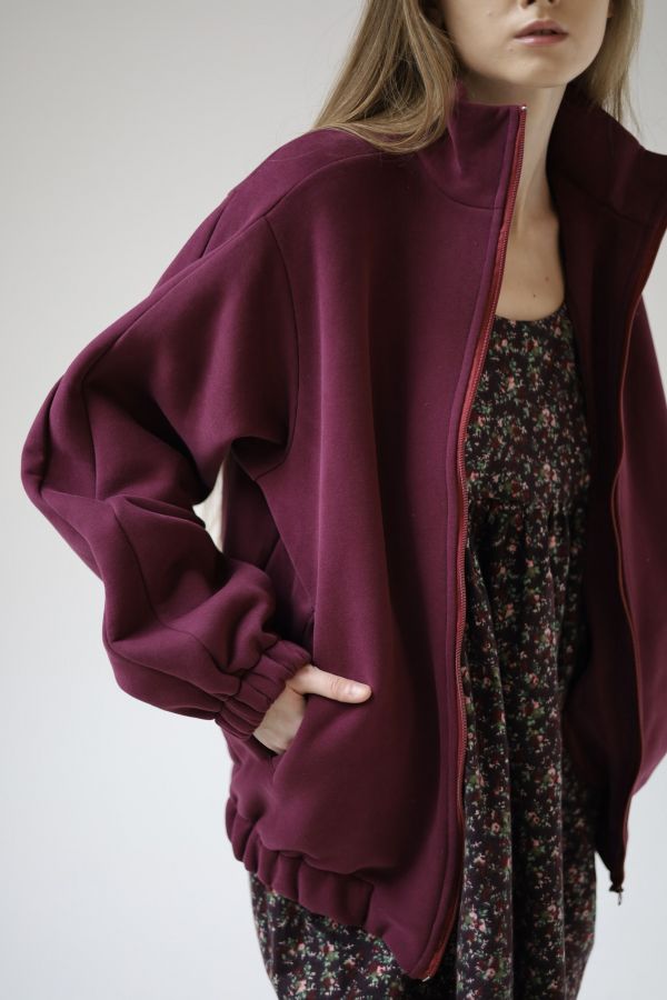 Олимпийка оверсайз с начесом каберне