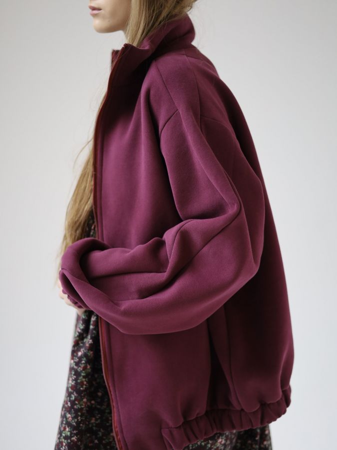 Олимпийка оверсайз с начесом каберне