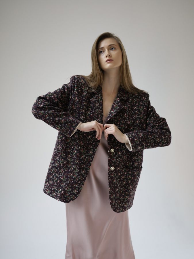 Пиджак винный в цветочек