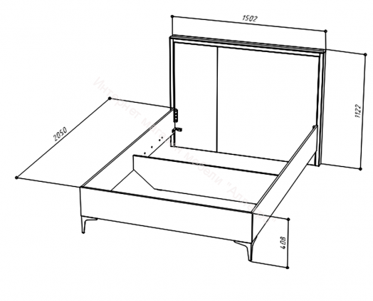 Кровать 140х200 НОРДИК Холодный серый/Дуб Артизан