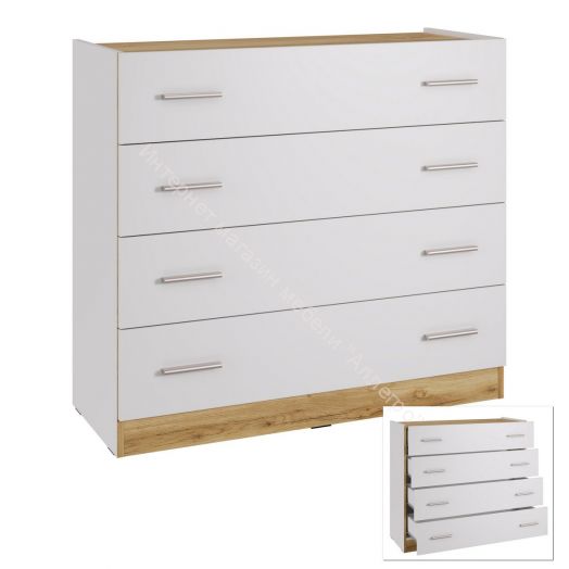 Комод КМ-100 (N) FRESCO Белый/Дуб Вотан
