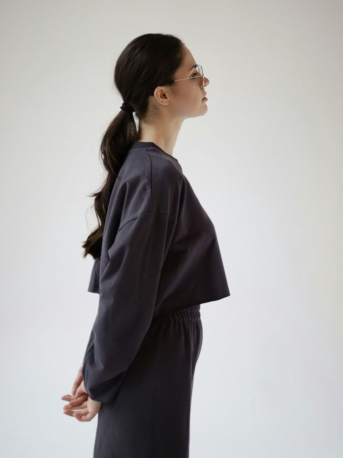 Кофта укороченная графит