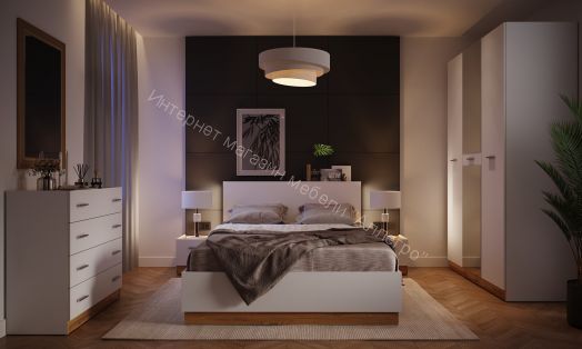 Тумба прикроватная (правая) FRESCO Белый/Дуб Вотан