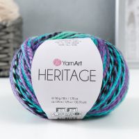 Пряжа "Heritage" 75% акрил, 25% шерсть 125м/50гр (339 зелёный-бирюза-фиолет)