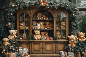 Фон стена "Christmas teddy №3"