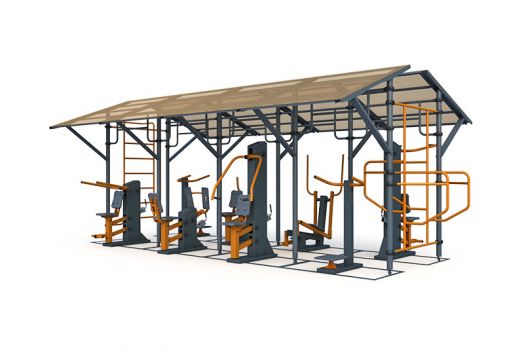Тренажерная беседка уличная  на 8 тренажеров ТРК-1.15