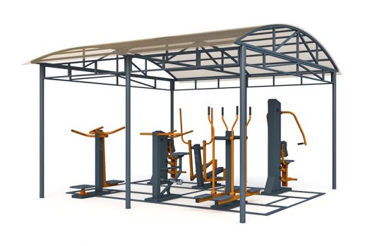 Тренажерная беседка уличная из 6 тренажеров на раме ТРК-1.8