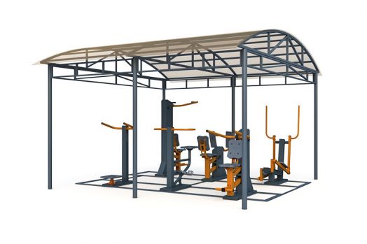Тренажерная беседка уличная из 6 тренажеров на раме ТРК-1.6