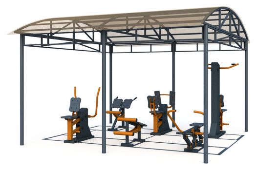 Тренажерная беседка уличная из 6 тренажеров на раме ТРК-1.5
