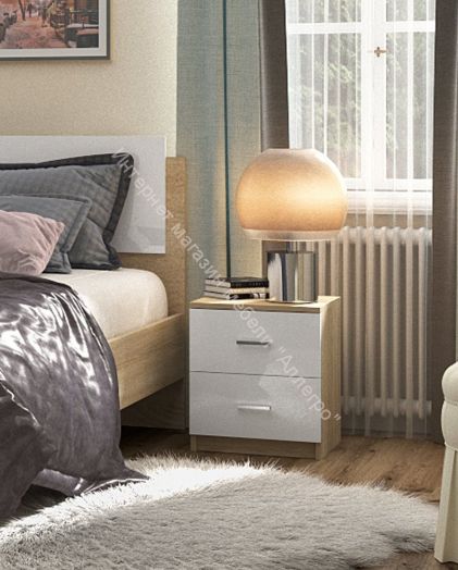 Тумба прикроватная БЛАНКА Дуб Сонома/Белый глянец