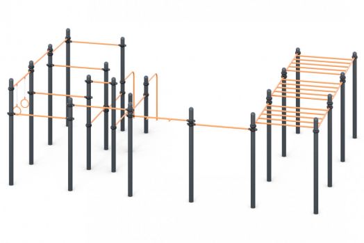 Рукоход разноуровневый, каскад турники классического хвата, брусья W-01-011
