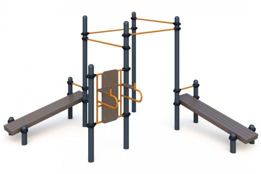 Спортивный комплекс с турниками, брусьями,  лавками W-02-009