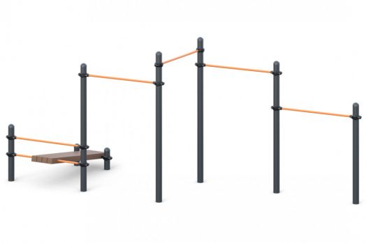 Каскад разноуровневых турников с лавкой для преса W-02-002