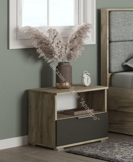 Тумба прикроватная ВЕНЕЦИЯ Дуб серый Крафт/Серый графит