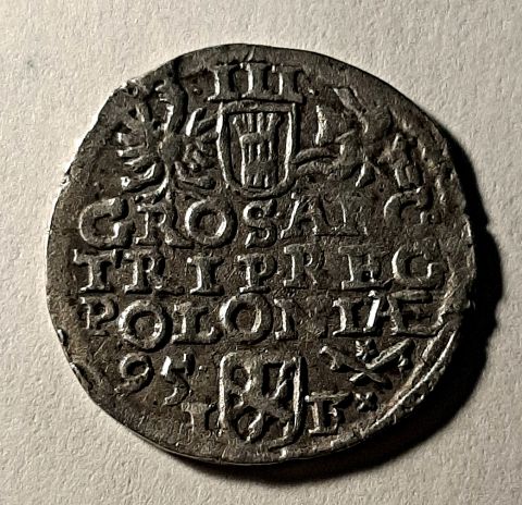 3 гроша 1595 Польша Литва RRRR Редкость UNC