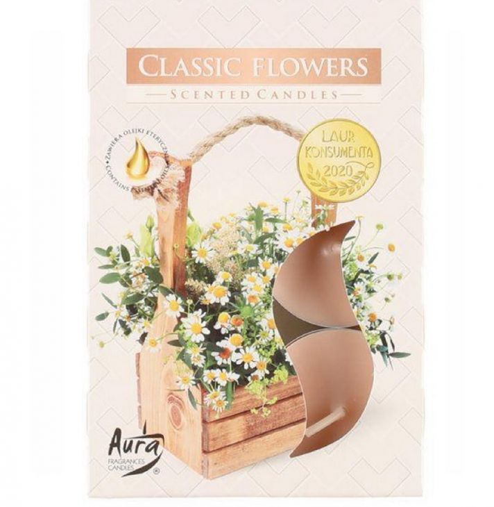 Bispol Ароматические свечи чайные Classic Flowers, 6 шт.