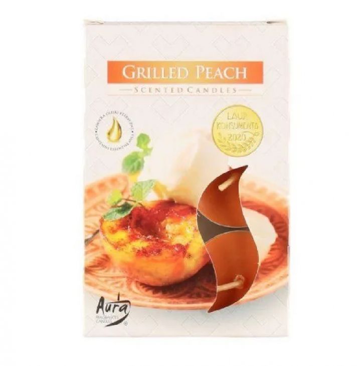 Bispol Ароматические свечи чайные Grilled Peach, 6 шт.