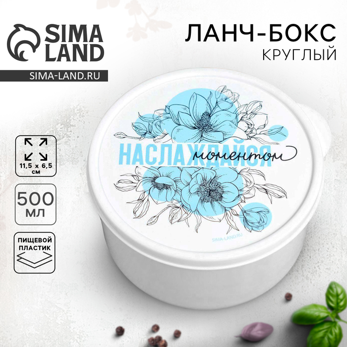 Ланч-бокс круглый FoodVibes «Наслаждайся моментом», 500 мл