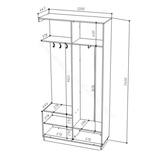 Прихожая-купе FIX 03L.11 с зеркалом Белый